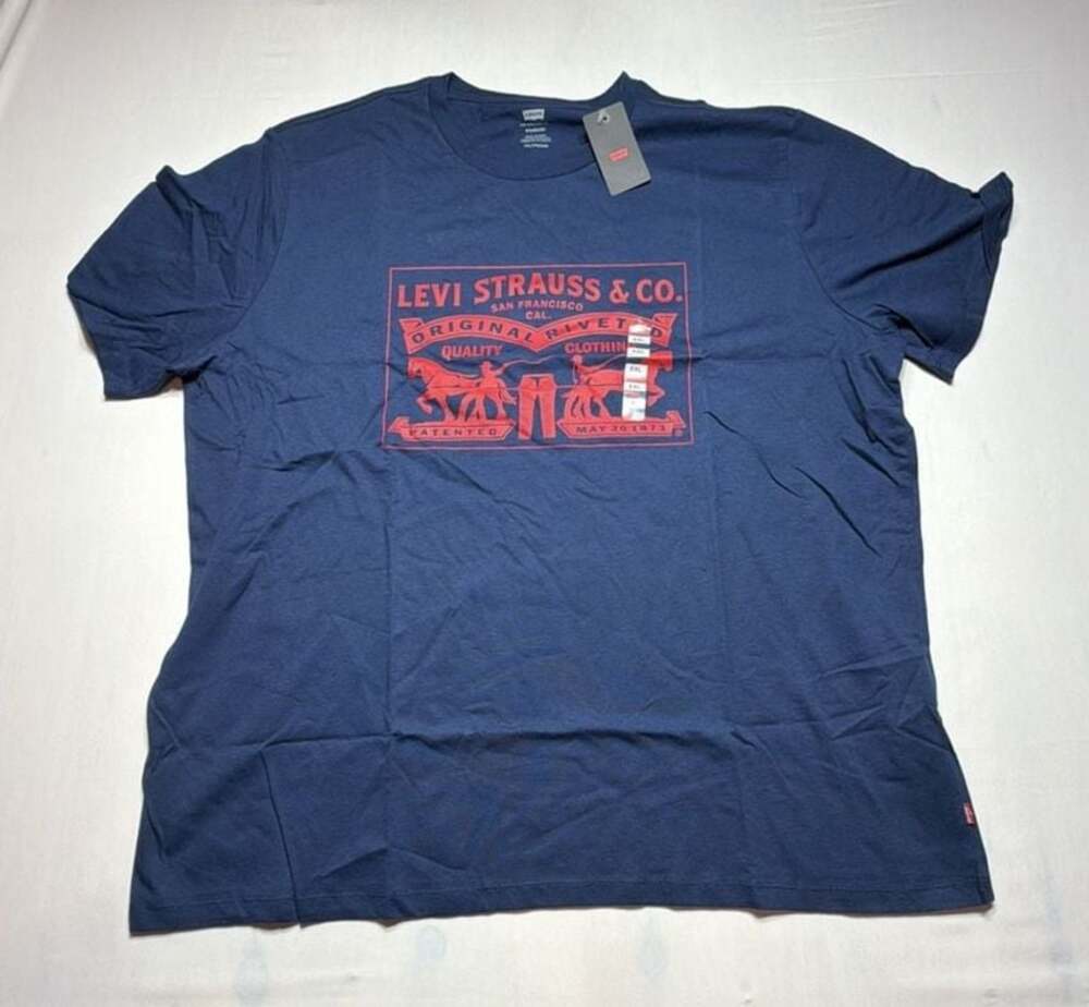 Levi's Men's Two-Horse Graphic Standard Fit Crewneck T-Shirt - Dress Blues